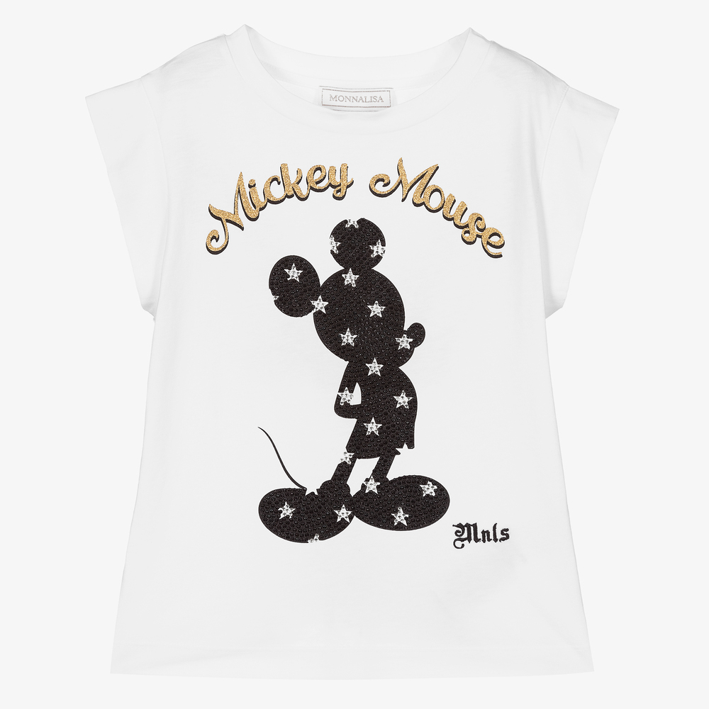 Monnalisa - Girls White Disney T-Shirt | Childrensalon