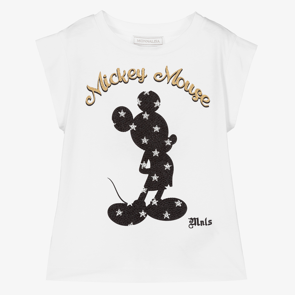 Monnalisa-Girls White Disney T-Shirt | Childrensalon Outlet