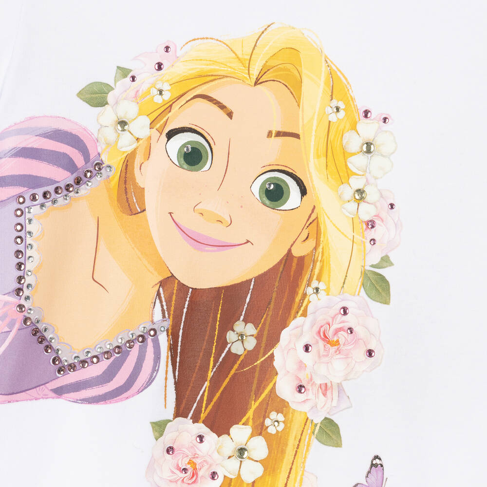 Monnalisa-فستان توتو بطبعة ديزني قطن وتول لون أبيض | Childrensalon Outlet