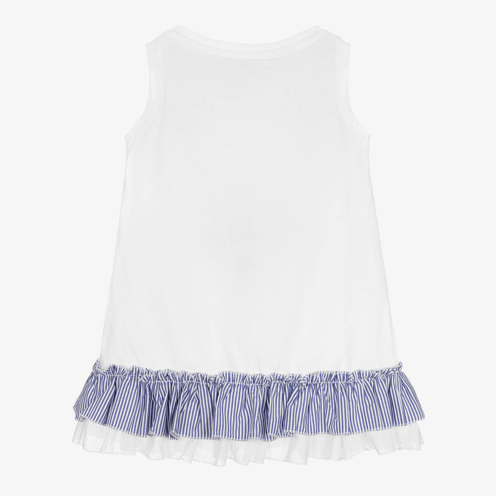 Monnalisa-Girls White Embroidered Cotton T-Shirt | Childrensalon Outlet