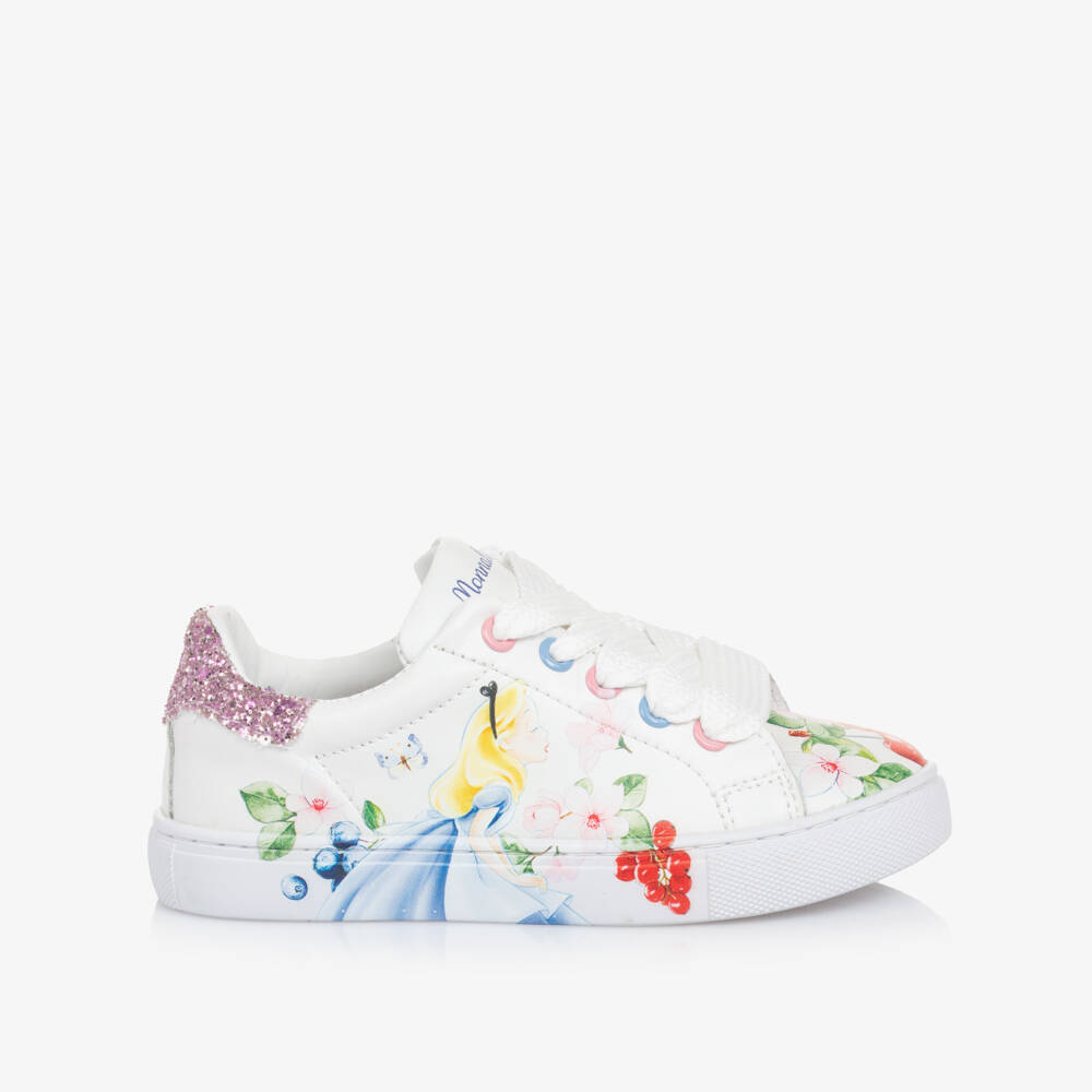 Monnalisa-Girls White Enchanted Leather Sneakers | Childrensalon Outlet
