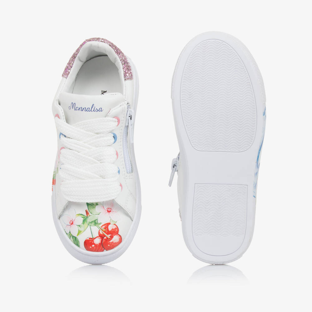 Monnalisa-Girls White Enchanted Leather Sneakers | Childrensalon Outlet