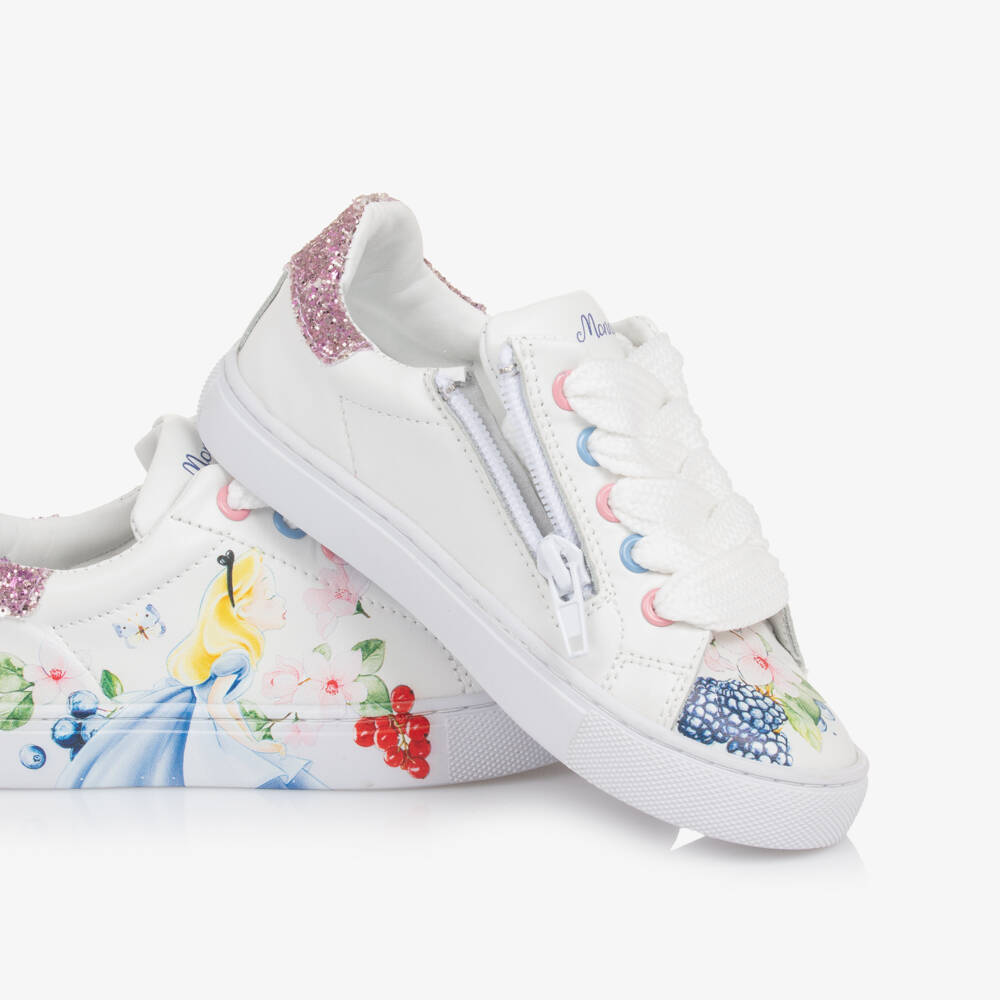 Monnalisa-Girls White Enchanted Leather Sneakers | Childrensalon Outlet