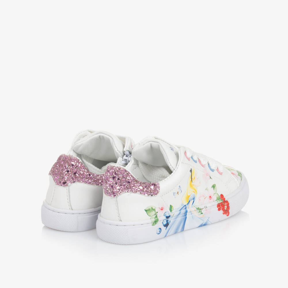 Monnalisa-Girls White Enchanted Leather Sneakers | Childrensalon Outlet
