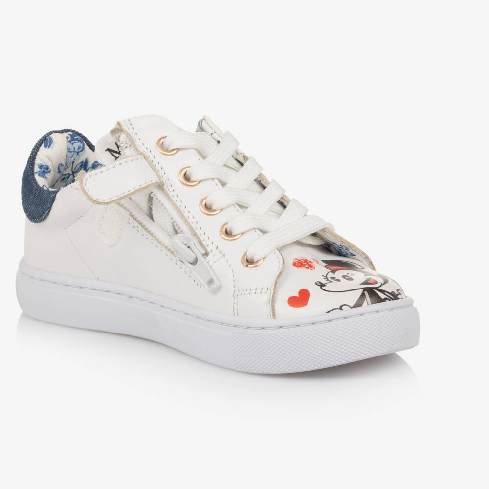 Monnalisa-حذاء رياضي أبيض للبنات من الجلد الصناعي | Childrensalon Outlet