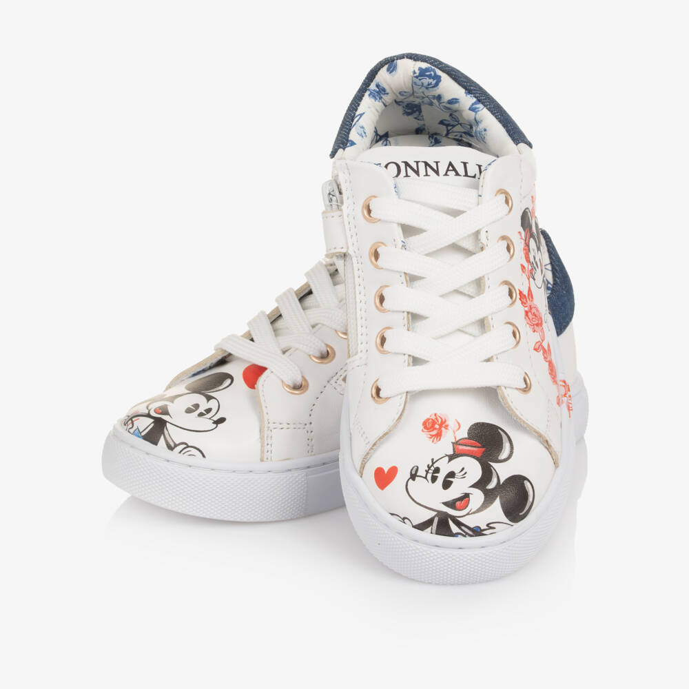 Monnalisa-حذاء رياضي أبيض للبنات من الجلد الصناعي | Childrensalon Outlet