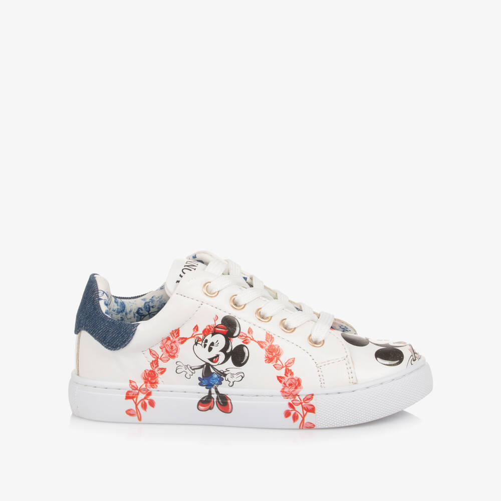 Monnalisa-حذاء رياضي أبيض للبنات من الجلد الصناعي | Childrensalon Outlet