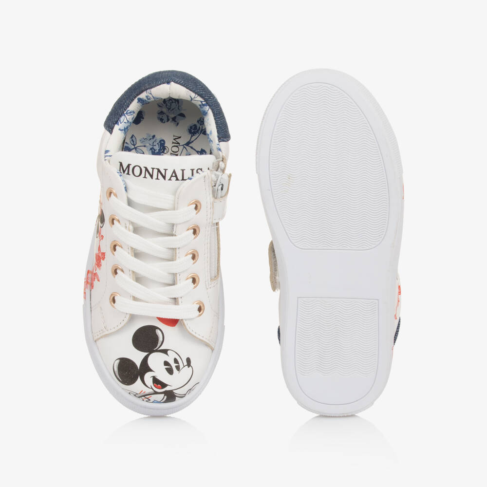 Monnalisa-حذاء رياضي أبيض للبنات من الجلد الصناعي | Childrensalon Outlet