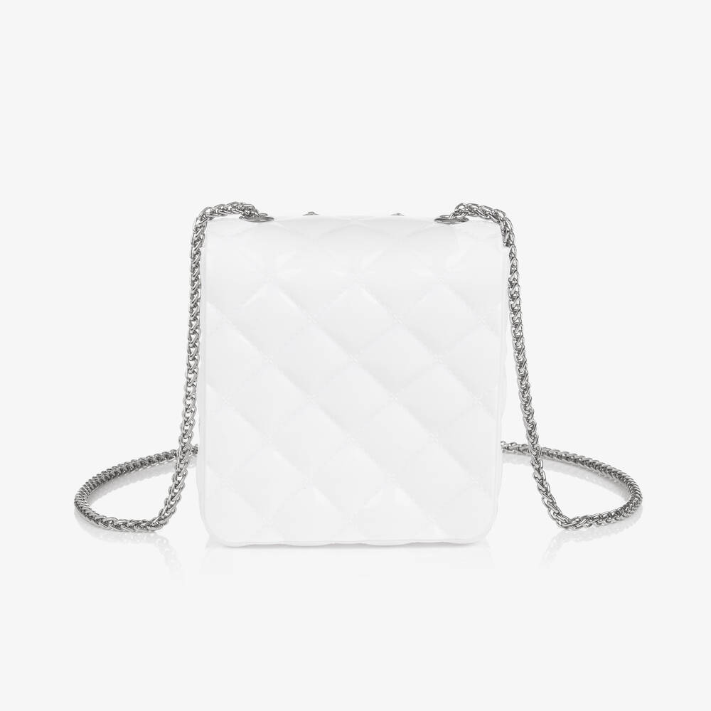 Monnalisa Шик-Girls White Faux Patent Shoulder Bag (14cm) | Childrensalon Outlet