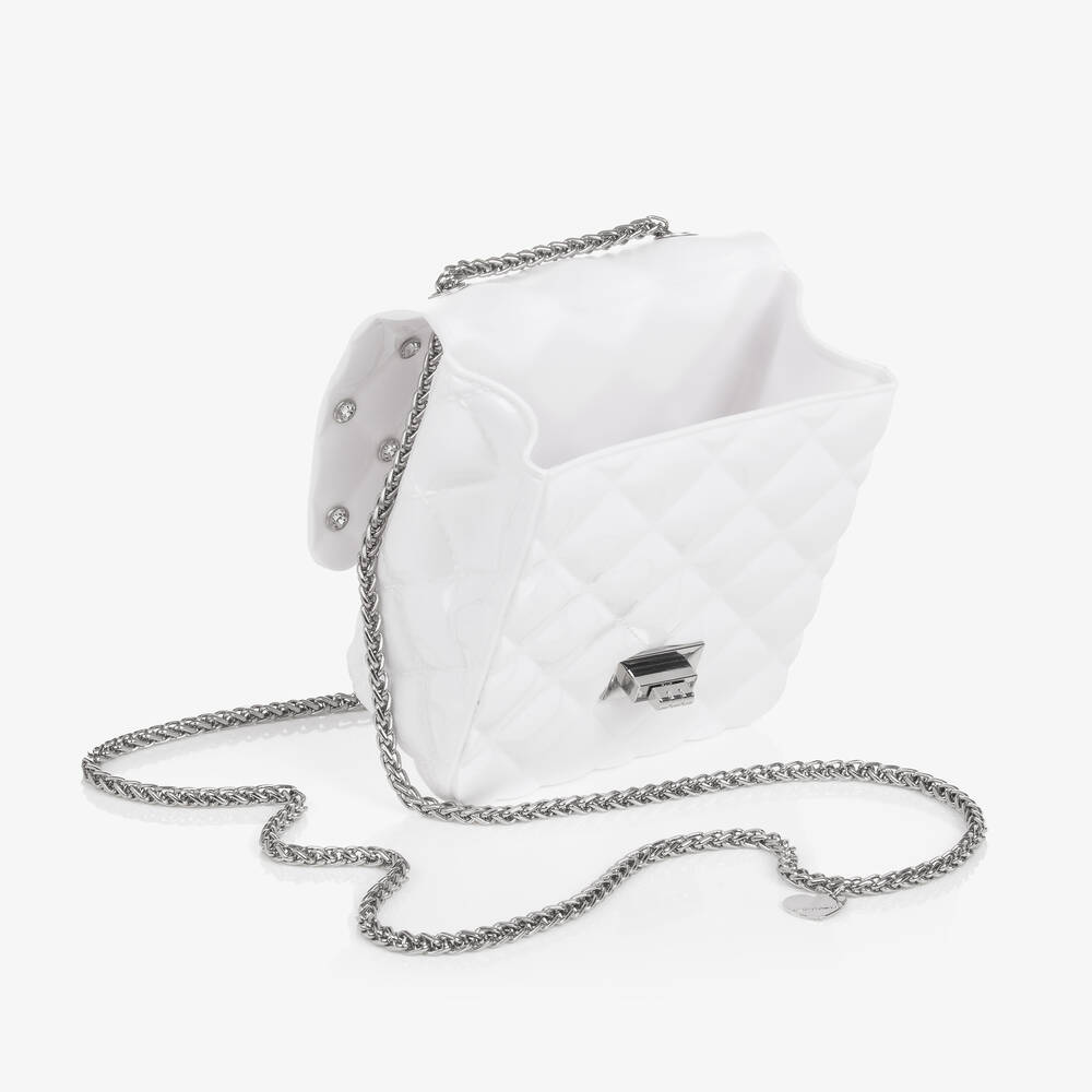Monnalisa Шик-Girls White Faux Patent Shoulder Bag (14cm) | Childrensalon Outlet