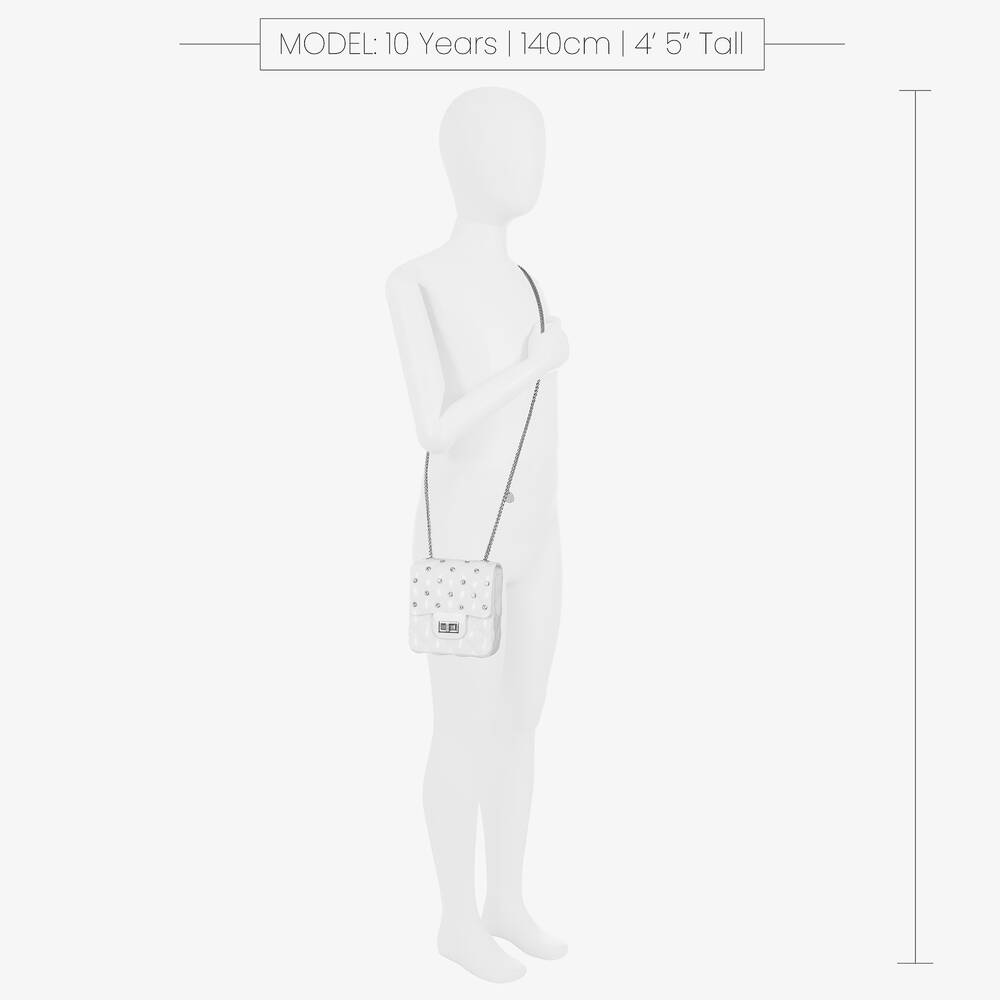 Monnalisa Chic - Girls White Faux Patent Shoulder Bag (14cm