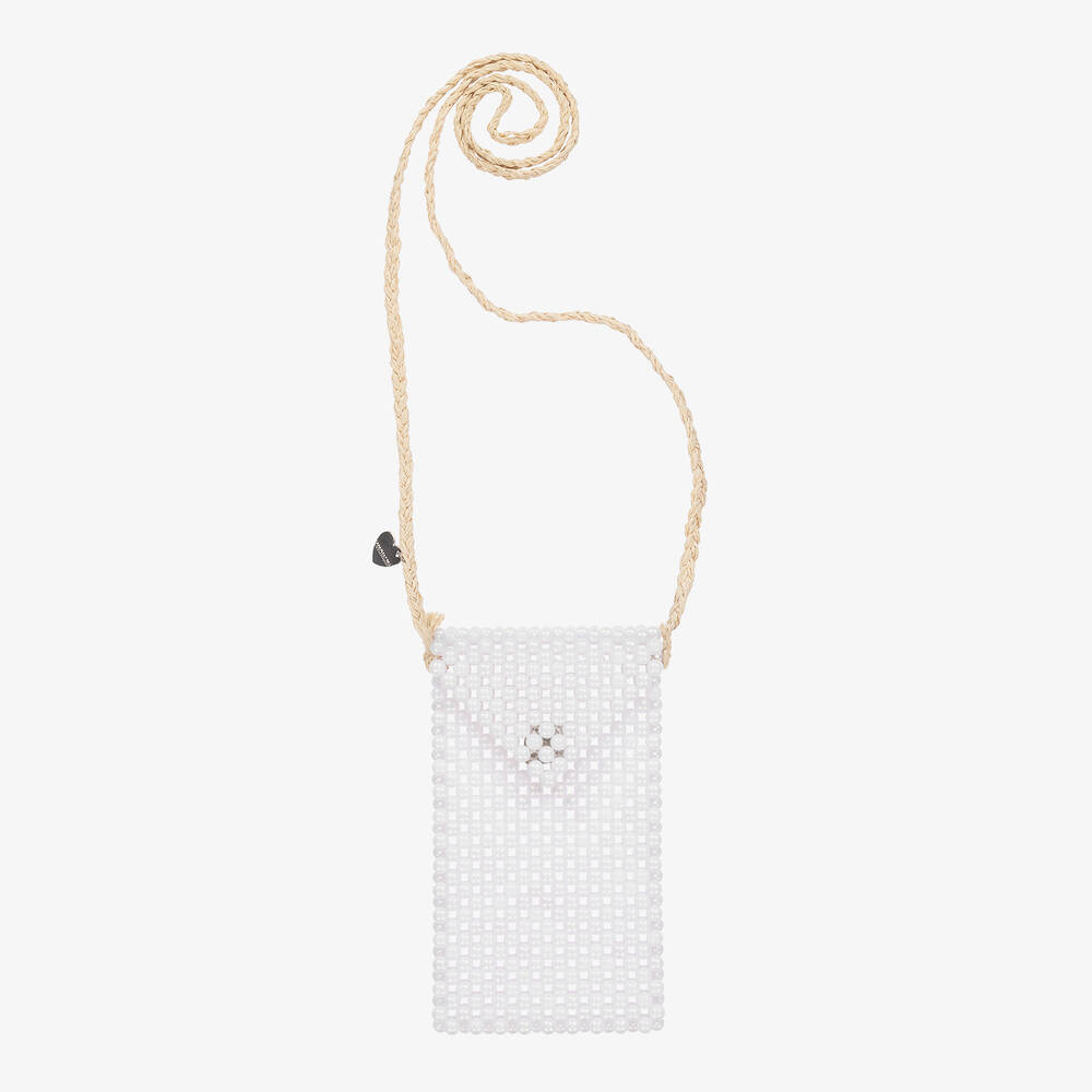 Monnalisa-Girls White Faux Pearl Bag (19cm) | Childrensalon Outlet