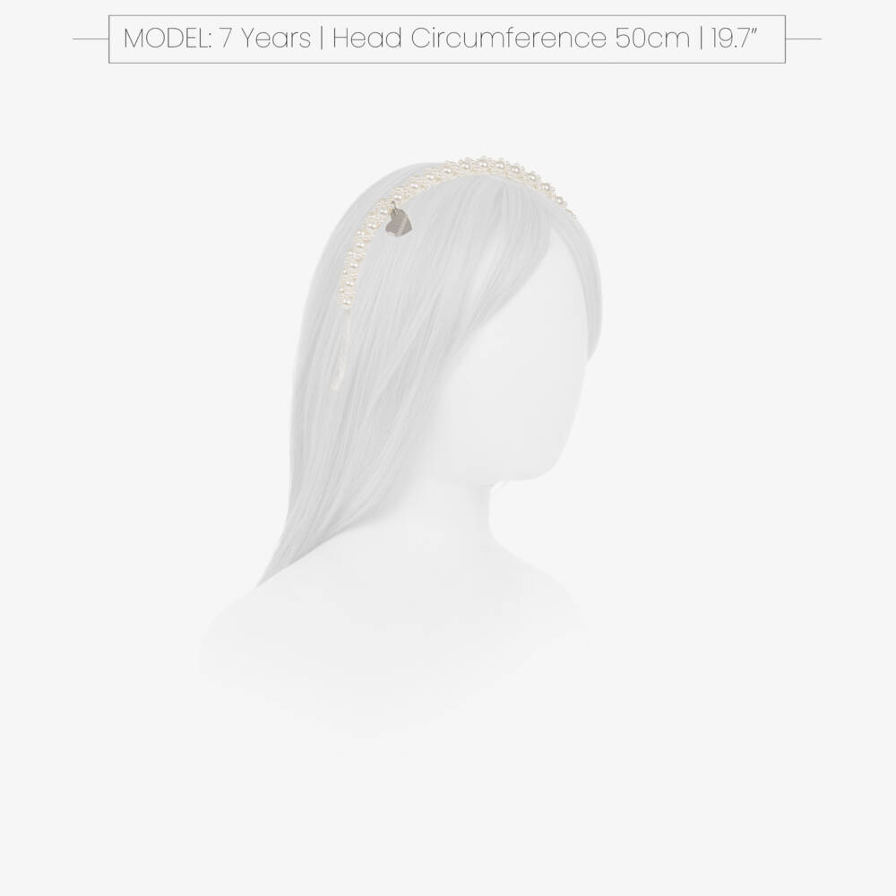 Monnalisa-Girls White Faux Pearl Hairband | Childrensalon Outlet