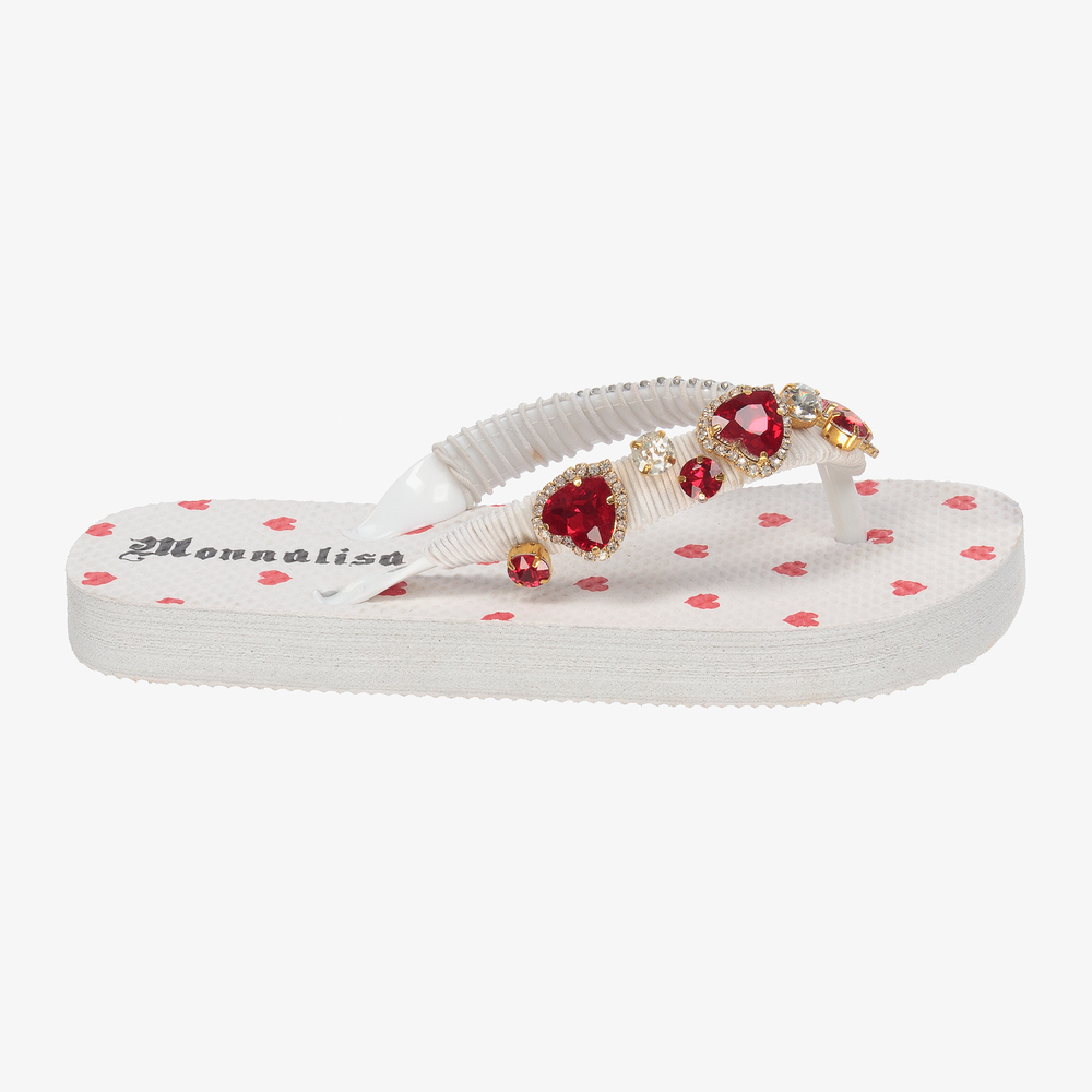 Monnalisa-Girls White Flip-Flops | Childrensalon Outlet