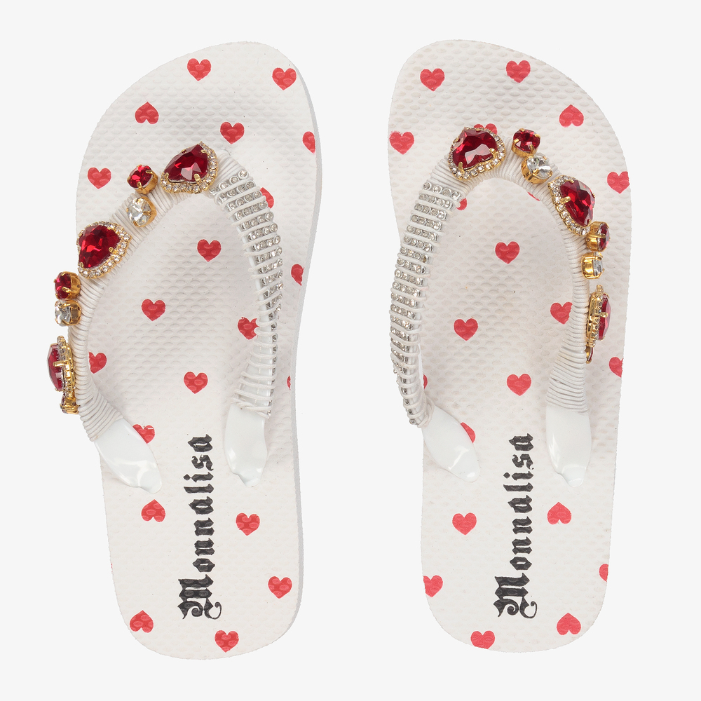 Monnalisa - Girls White Flip-Flops | Childrensalon