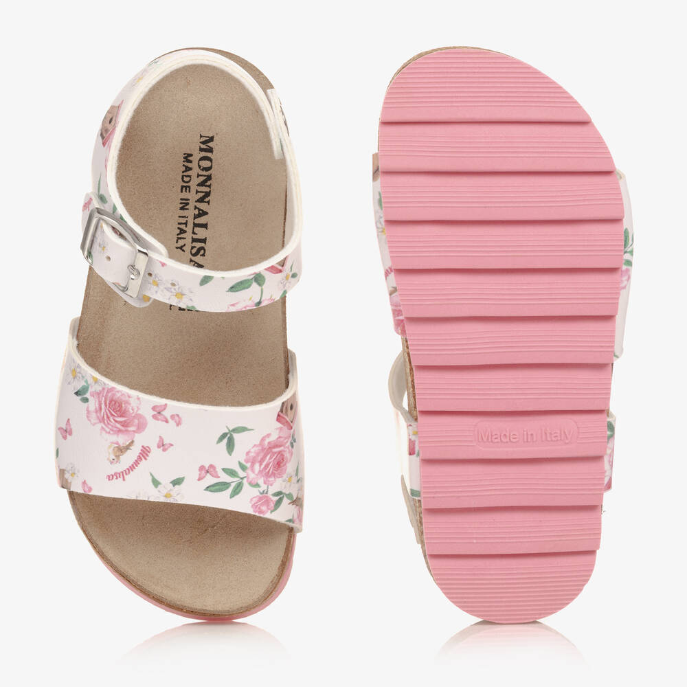 Monnalisa-Белые сандалии с цветами для девочек | Childrensalon Outlet