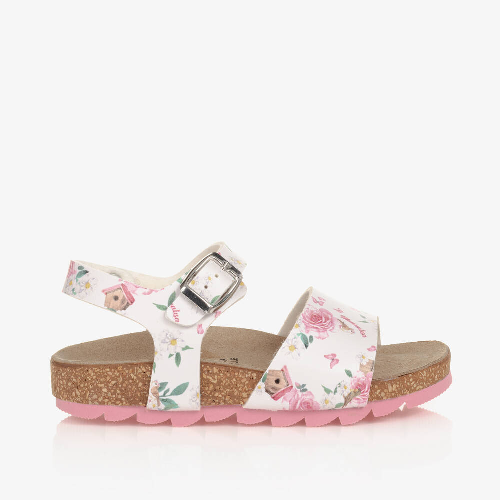 Monnalisa-Белые сандалии с цветами для девочек | Childrensalon Outlet