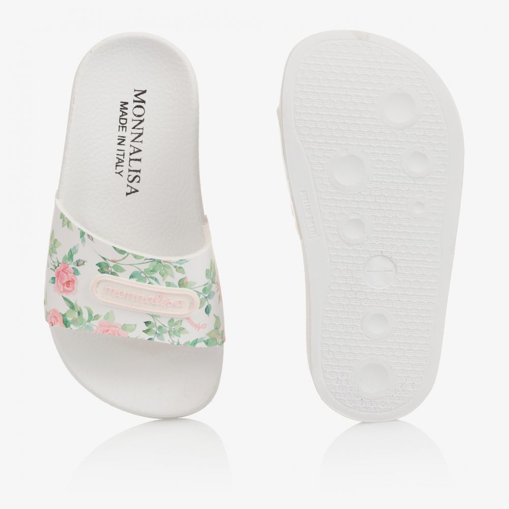 Monnalisa-Белые шлепанцы с цветами для девочек | Childrensalon Outlet