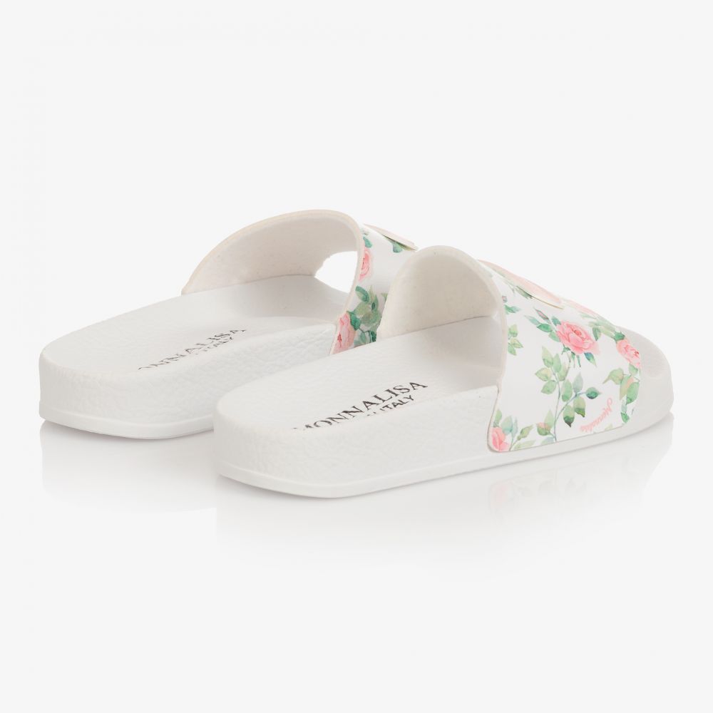 Monnalisa-Белые шлепанцы с цветами для девочек | Childrensalon Outlet