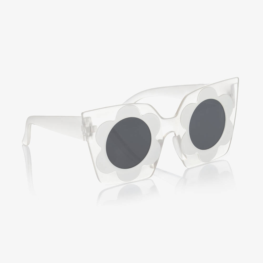 Monnalisa - Girls White Flower Sunglasses (UV400) | Childrensalon