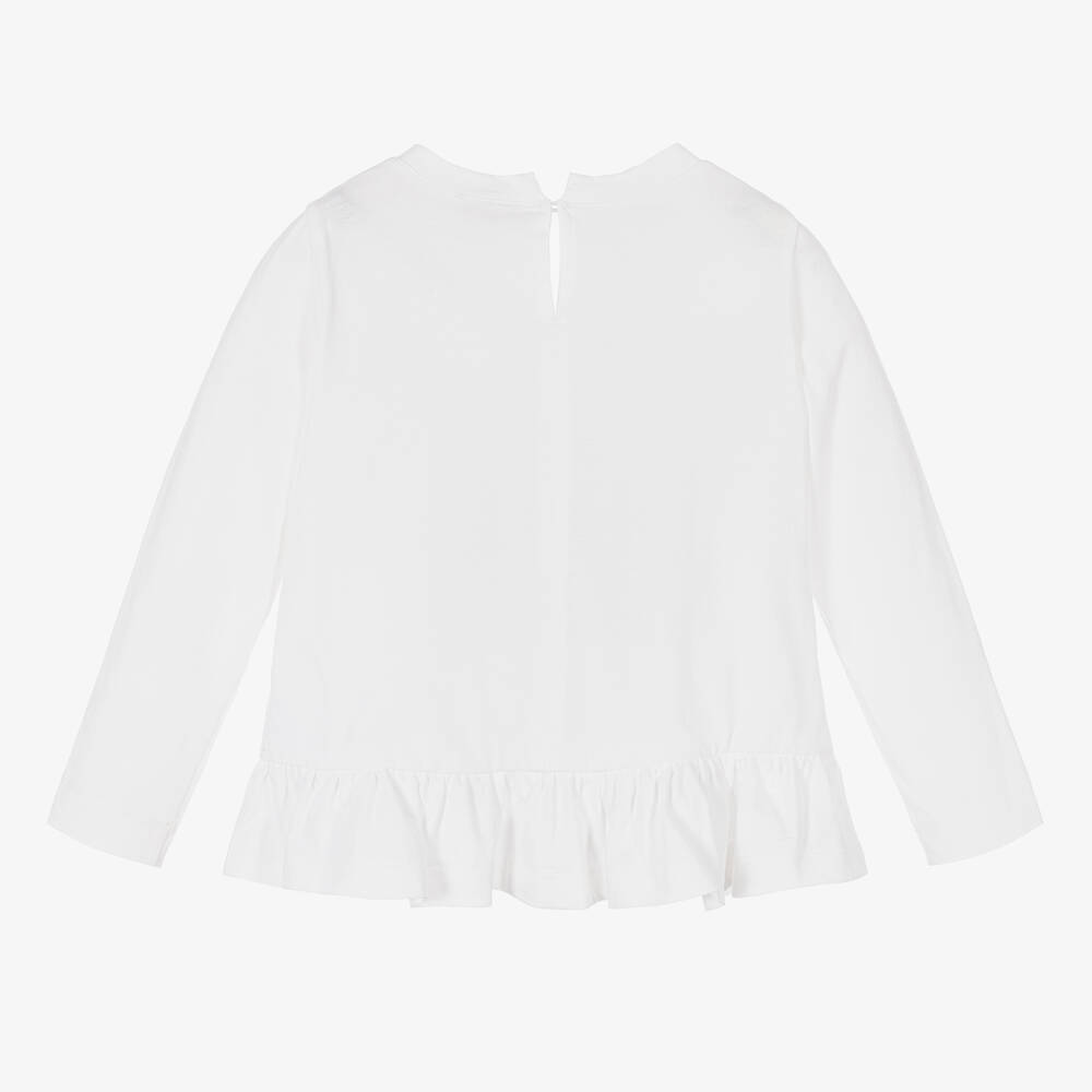 Monnalisa-Белый топ с рисунком для девочек | Childrensalon Outlet