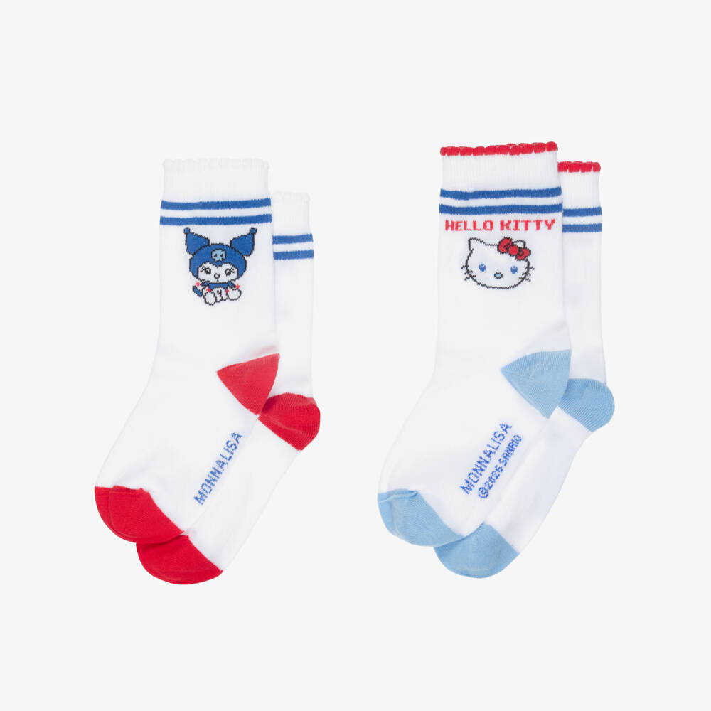 Monnalisa-Girls White Hello Kitty Ankle Socks (2 Pack) | Childrensalon Outlet