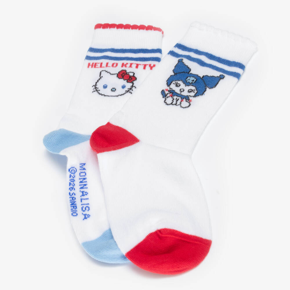 Monnalisa-Girls White Hello Kitty Ankle Socks (2 Pack) | Childrensalon Outlet