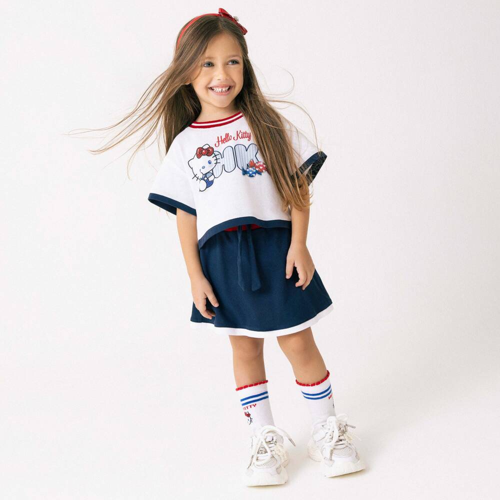 Monnalisa-Girls White Hello Kitty Ankle Socks (2 Pack) | Childrensalon Outlet