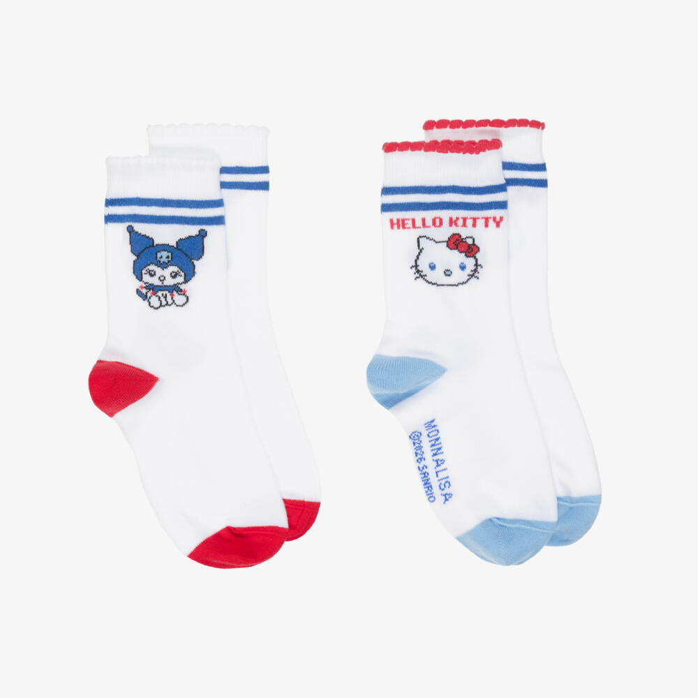 Monnalisa-Girls White Hello Kitty Ankle Socks (2 Pack) | Childrensalon Outlet