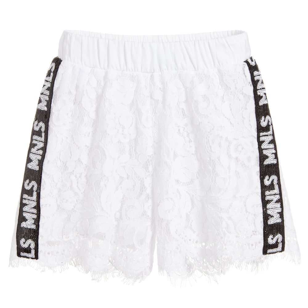 Monnalisa - Girls White Lace Shorts | Childrensalon