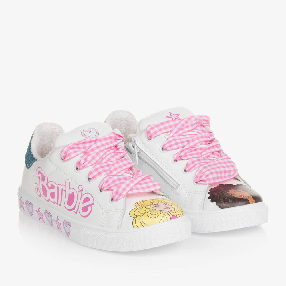 Monnalisa-حذاء باربي أبيض من الجلد للبنات | Childrensalon Outlet