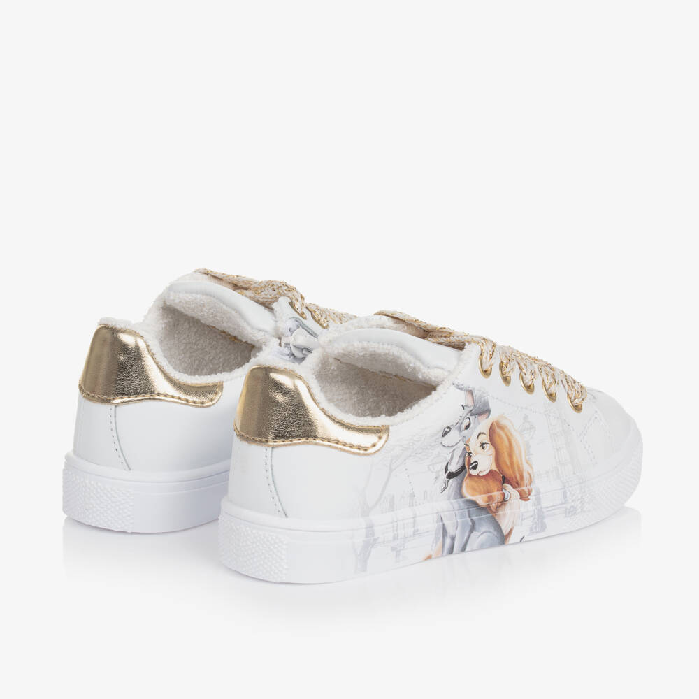 Monnalisa-Girls White Leather Disney Sneakers | Childrensalon Outlet