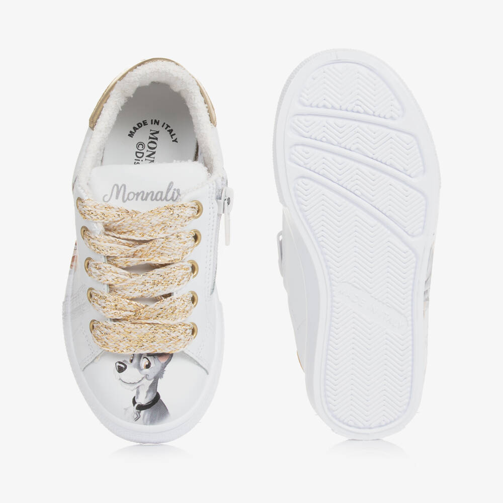 Monnalisa-Girls White Leather Disney Sneakers | Childrensalon Outlet