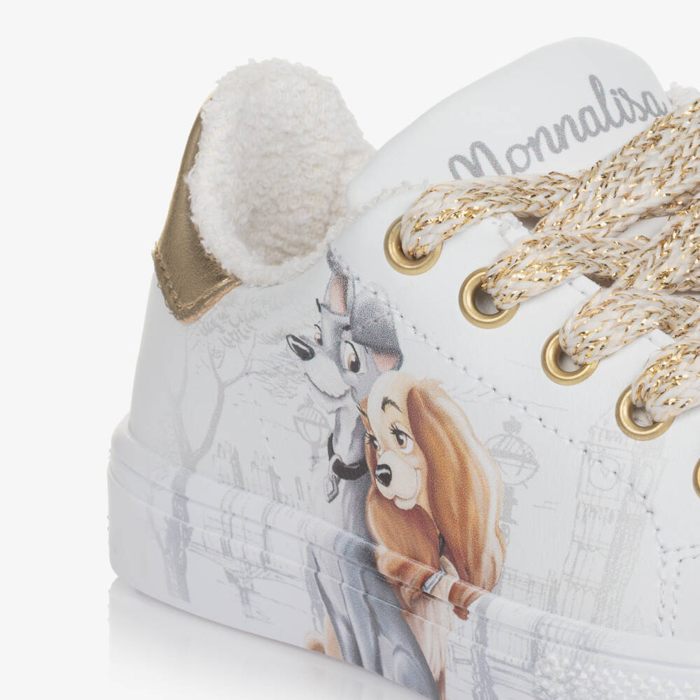 Monnalisa-Girls White Leather Disney Sneakers | Childrensalon Outlet