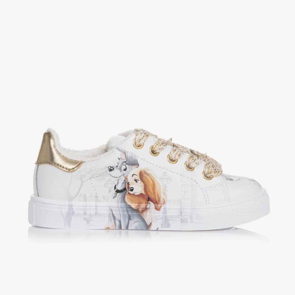 Monnalisa-Girls White Leather Disney Sneakers | Childrensalon Outlet