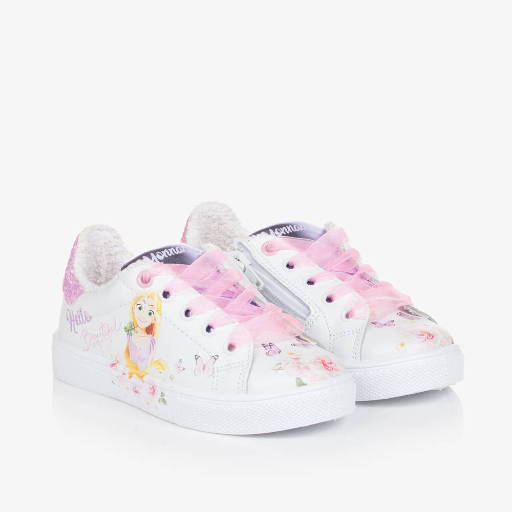 Monnalisa-Girls White Leather Disney Trainers | Childrensalon Outlet