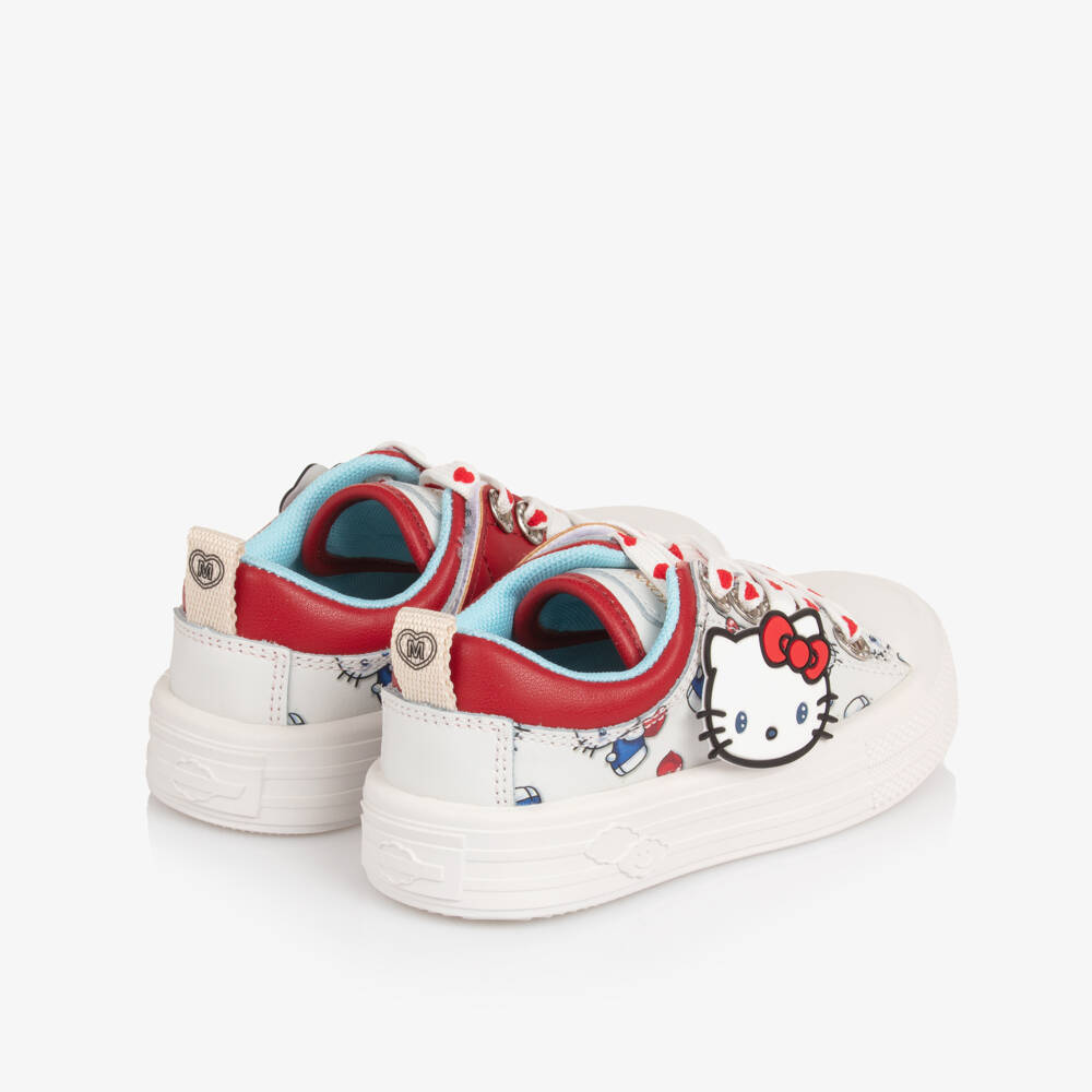 Monnalisa-Girls White Leather Hello Kitty Trainers | Childrensalon Outlet