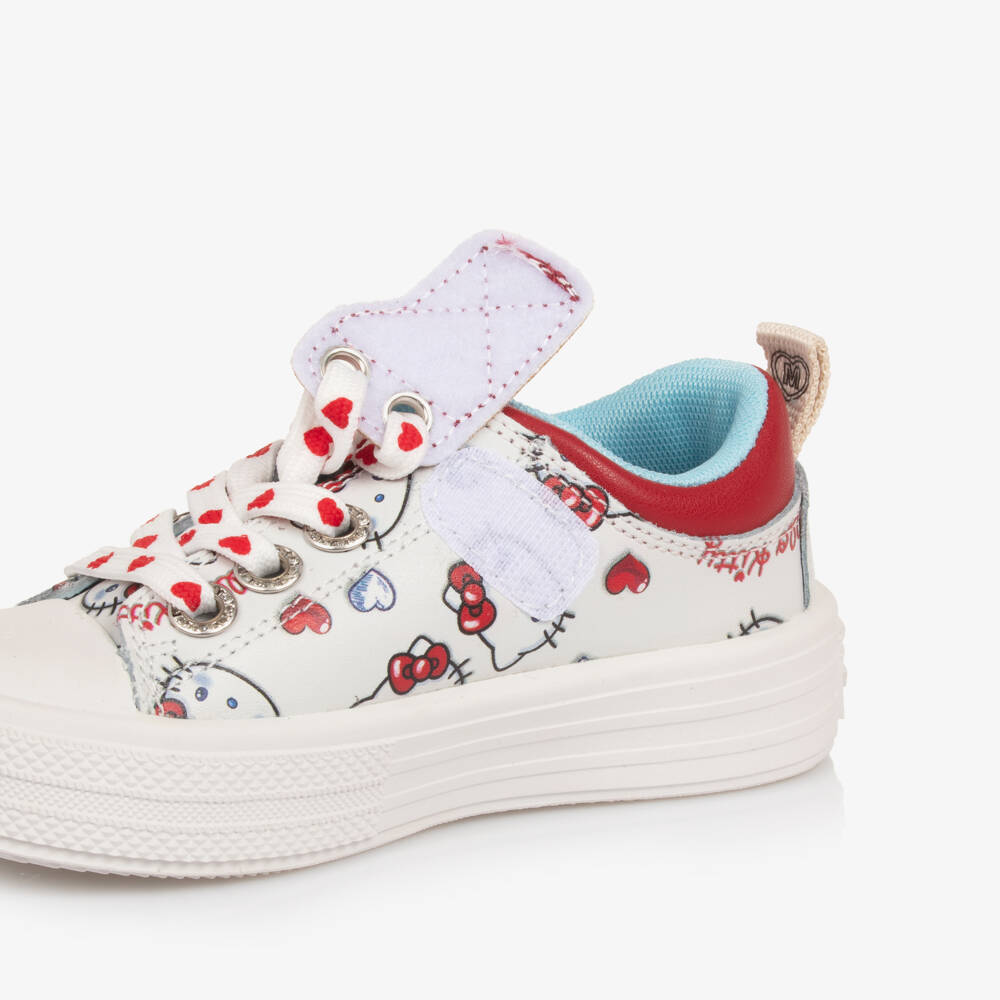 Monnalisa-Girls White Leather Hello Kitty Trainers | Childrensalon Outlet