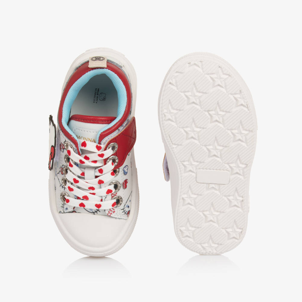 Monnalisa-Girls White Leather Hello Kitty Trainers | Childrensalon Outlet