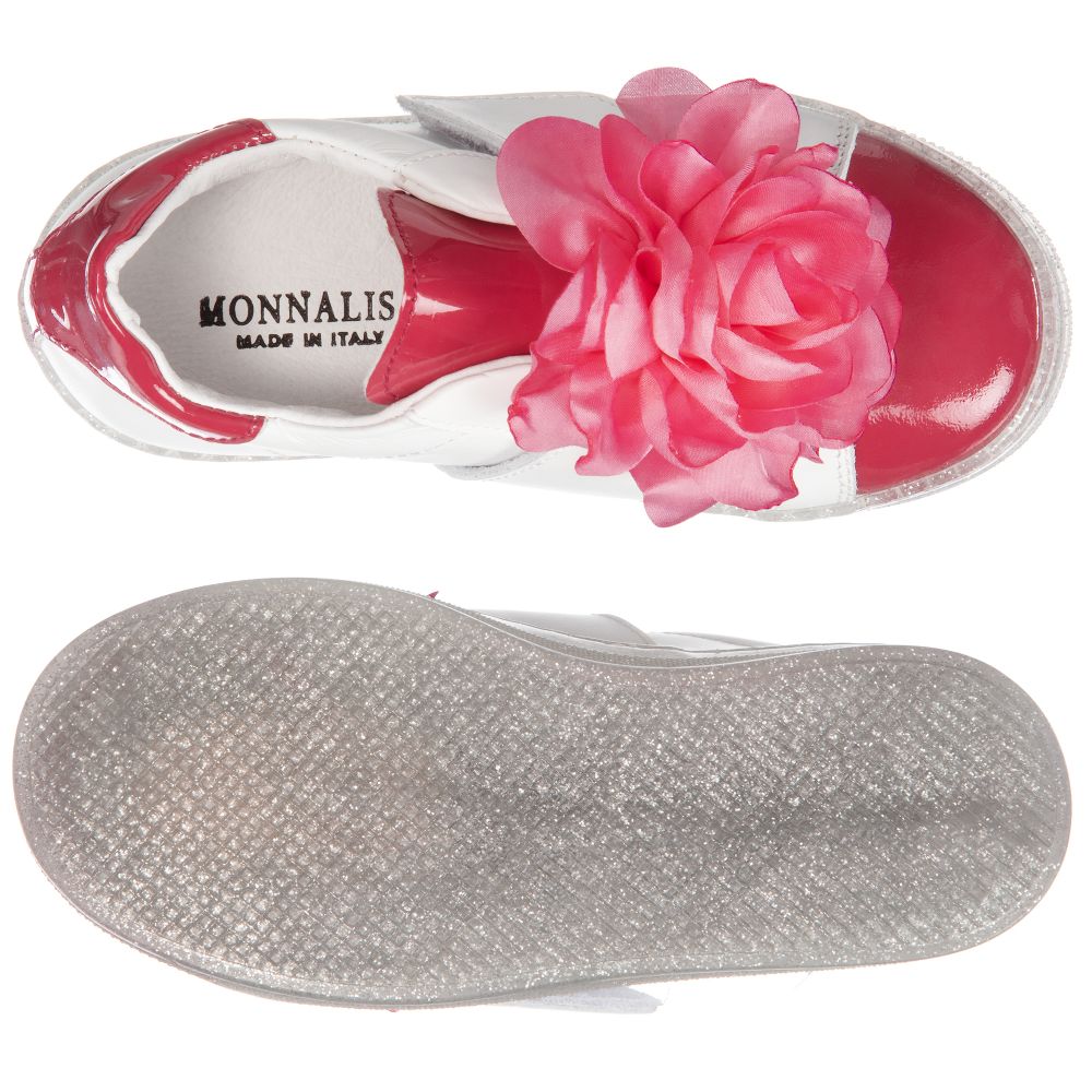 موناليزا-ترينرز جلد لون أبيض وزهري للبنات | Childrensalon Outlet