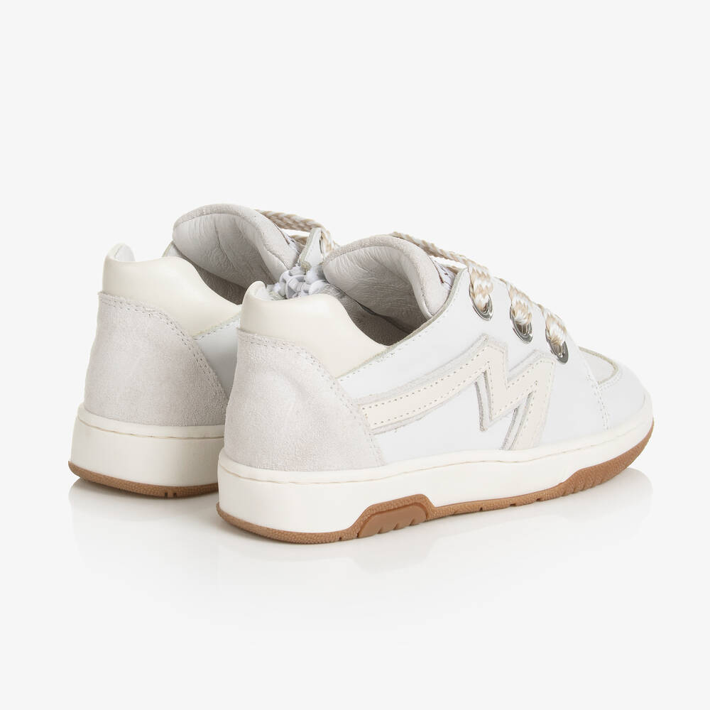 Monnalisa-Girls White Leather Trainers | Childrensalon Outlet