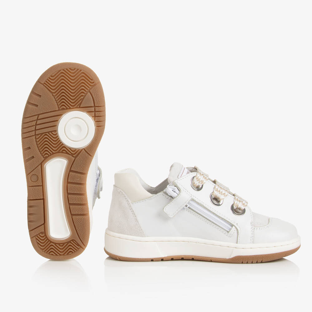 Monnalisa-Girls White Leather Trainers | Childrensalon Outlet