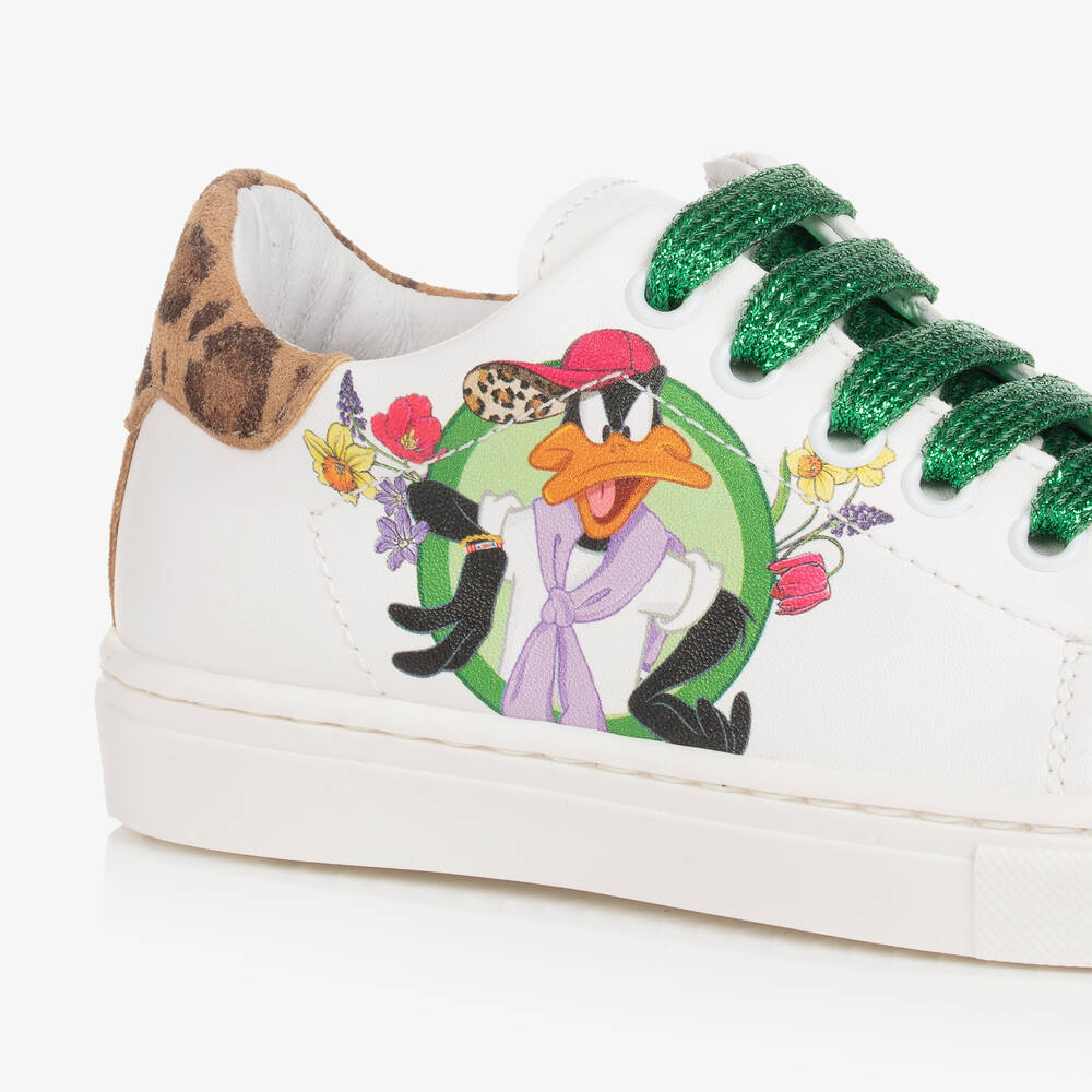 Monnalisa-Girls White Looney Tunes Trainers | Childrensalon Outlet