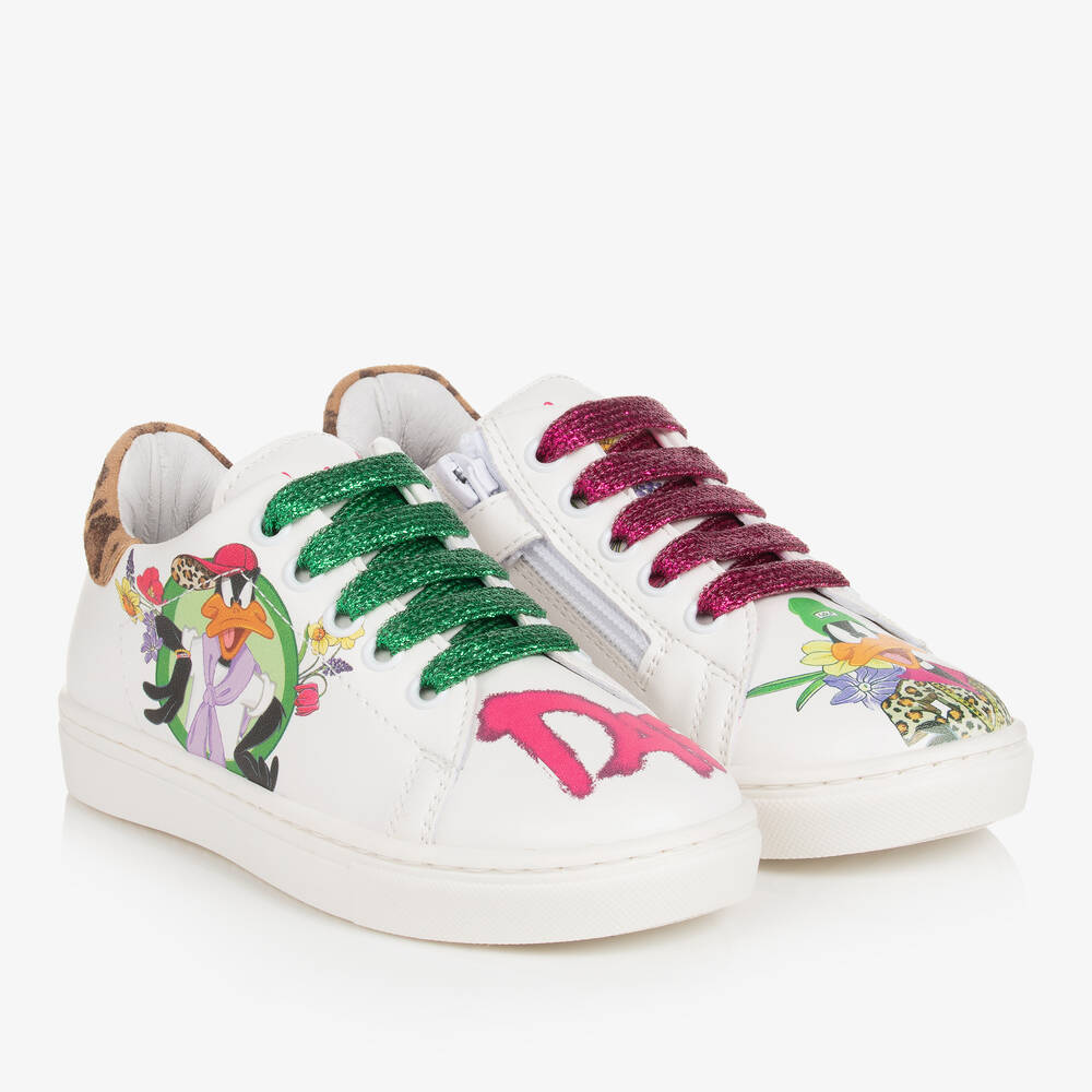 Monnalisa - Girls White Looney Tunes Trainers | Childrensalon