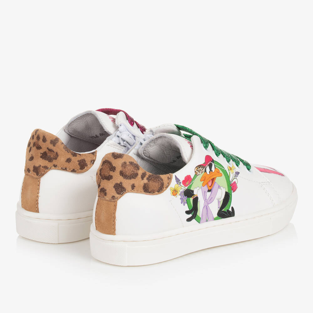 Monnalisa-Girls White Looney Tunes Trainers | Childrensalon Outlet