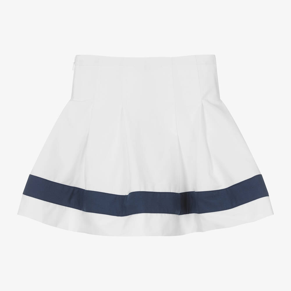 Monnalisa-Girls White Nautical Cotton Skirt | Childrensalon Outlet