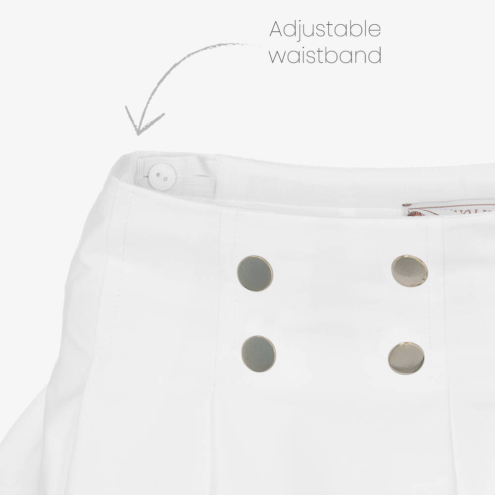 Monnalisa-Girls White Nautical Cotton Skirt | Childrensalon Outlet