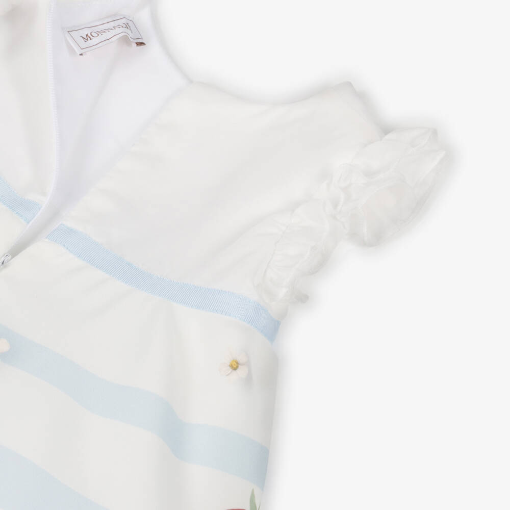 Monnalisa-Girls White & Pale Blue Winnie The Pooh Dress | Childrensalon Outlet