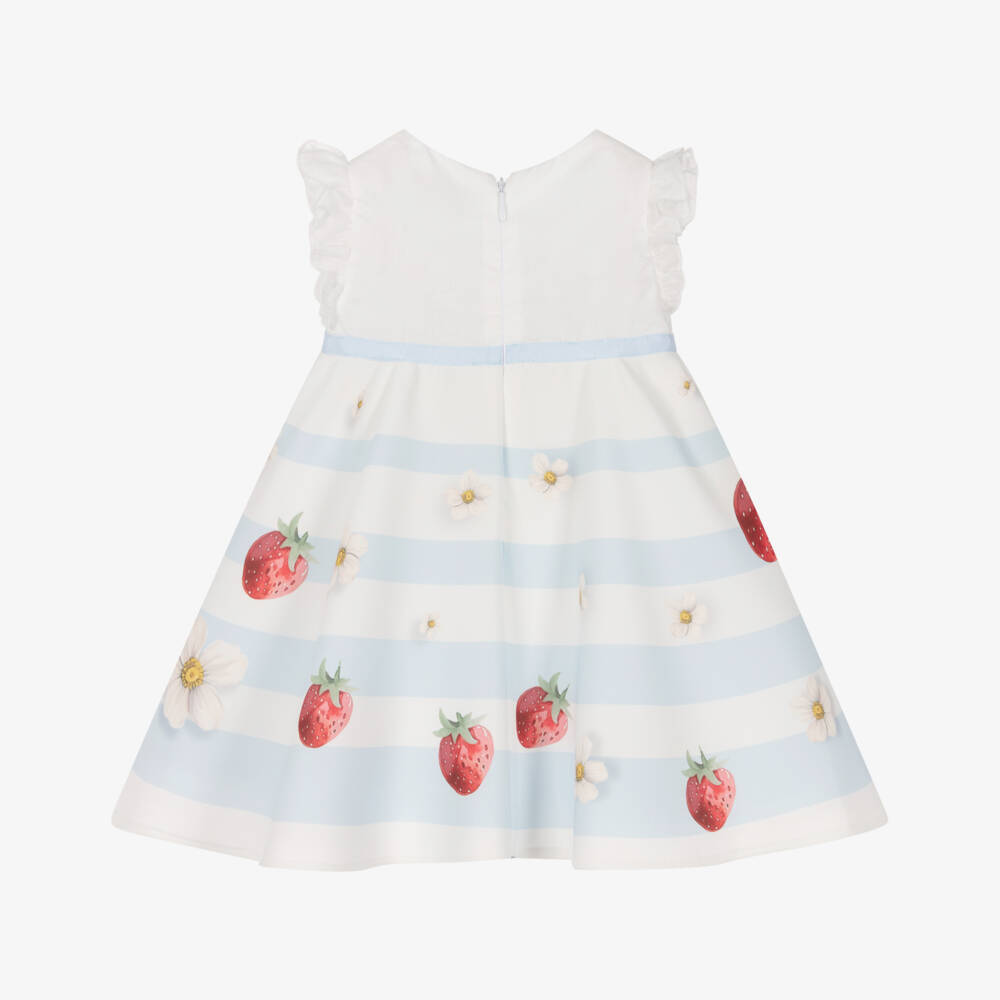 Monnalisa-Girls White & Pale Blue Winnie The Pooh Dress | Childrensalon Outlet
