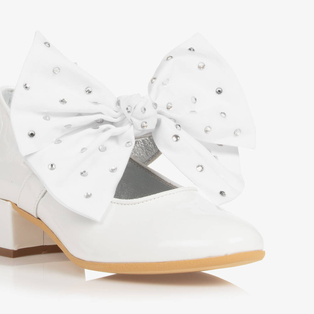 Monnalisa-Girls White Patent Leather Heeled Shoes | Childrensalon Outlet
